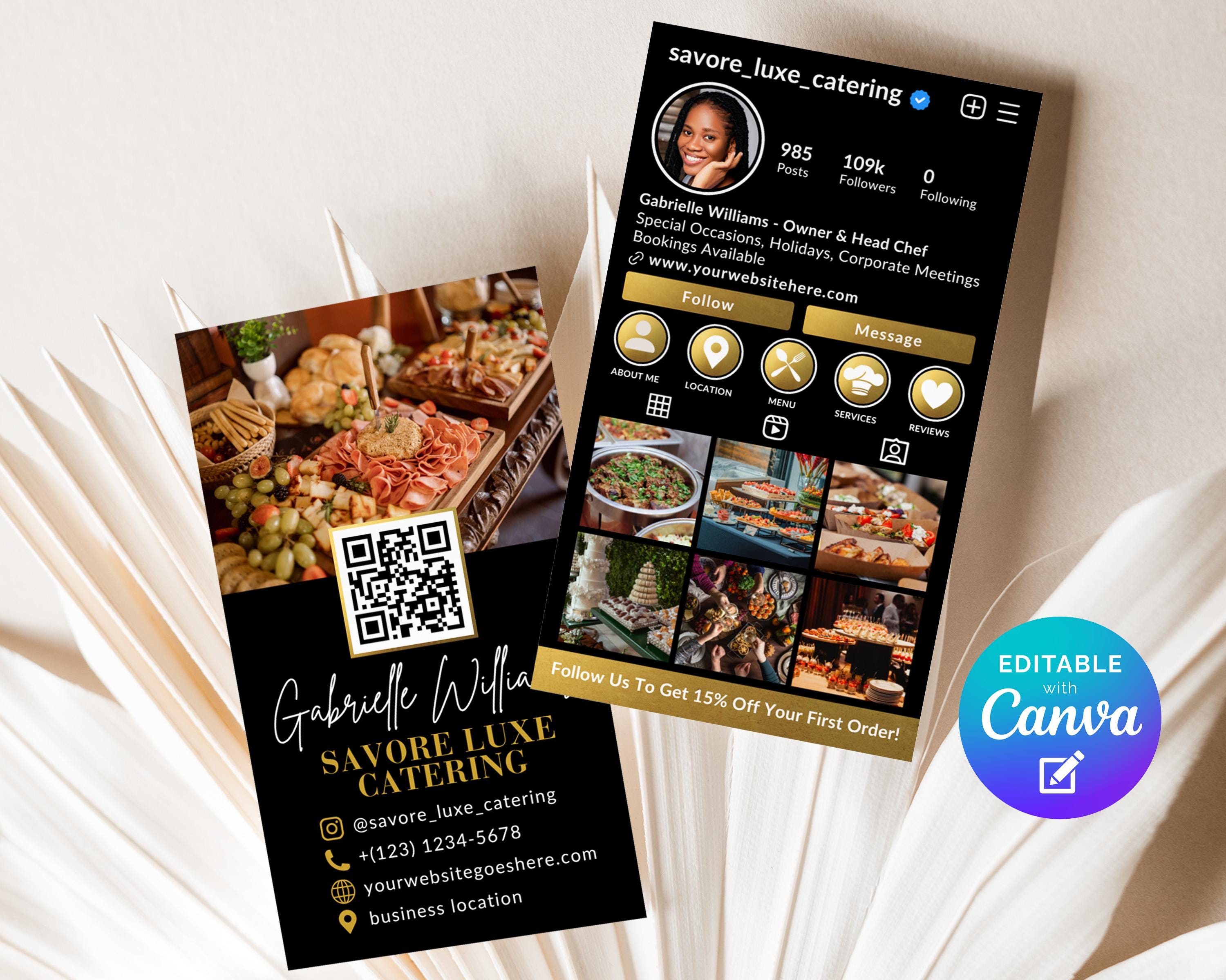 Custom Code Catering Catering Instagram Business Card Editable Template, Catering IG Calling ...