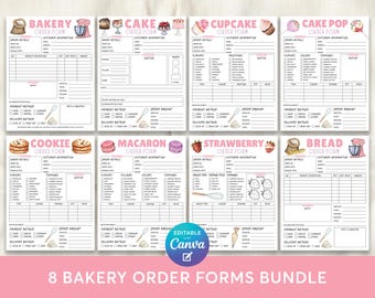 Pacchetto di moduli d'ordine per panetteria, modello modificabile, modulo di fattura per panetteria, modulo d'ordine per torte, modulo di fatturazione per biscotti, cupcake e pane, piccola impresa di panificazione