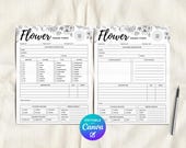 Florist Order Form Editable Template, Flower Bouquet Invoice Form, Simple Floral Custom Order Sheet, Flowers Order Form, Business Receipt