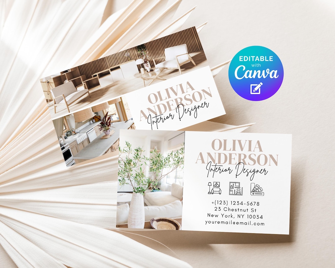 Interior Designer Photo Business Card Editable Template, Home Decorator ...