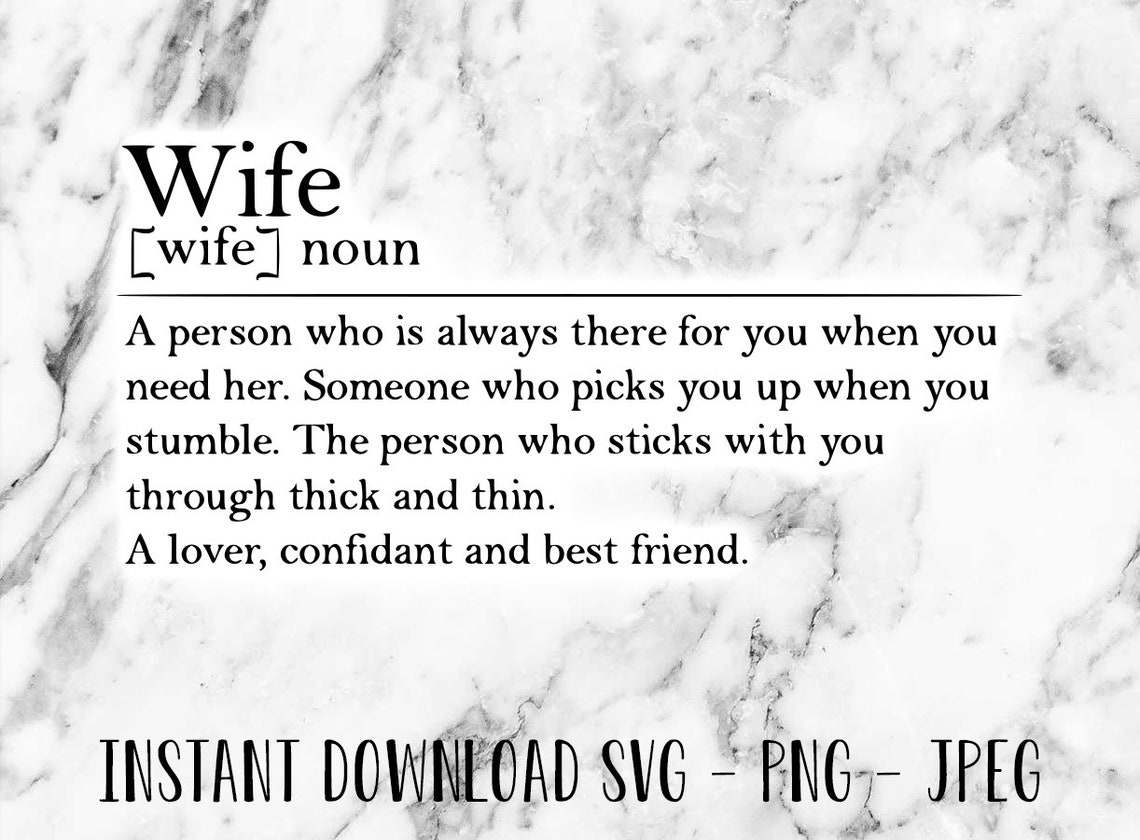 Wife Definition Cut File Digital Download SVG Cricut Etsy
