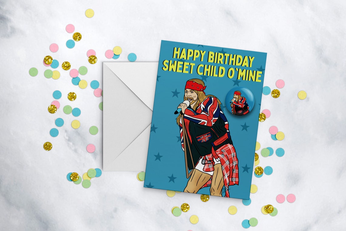 Axl Rose Guns N&rsquo; Roses A6 Birthday Card and Badge | Etsy UK