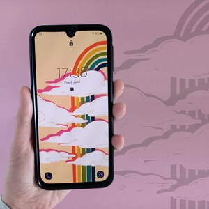 Retro Rainbow Digital Phone Wallpaper Iphone Background Digital Download, Samsung Android iOS, High Quality JPEG Files