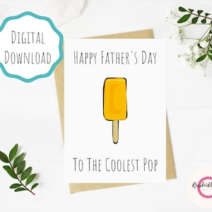 Biglietto stampabile per la festa del papà, biglietto per la festa del papà felice con il biglietto pop più cool, biglietto per la festa del papà, biglietto divertente per la festa del papà