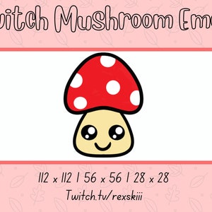 Twitch Mushroom Emote, Kawaii Emote, Food Emotes, Cute Twitch Emotes, Twitch Emotes, Instant Download