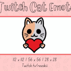 Emote Twitch Cat Heart, Emote Kawaii, Emote Cuore, Emote Gatto, Emote Amore, Emote Twitch, Emote Carino, Download Istantaneo