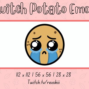 Emotka Twitch Potato, Smutna emotka, Kawaii emotikony, Emotka jedzenia, Słodkie emotikony, RIP emotikony, Emotka Twitch, Natychmiastowe pobieranie