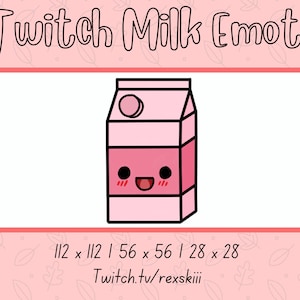 Twitch ストロベリーミルク絵文字、ミルク絵文字、ストロベリー絵文字、かわいい絵文字、かわいいミルク絵文字、かわいい絵文字、Twitch 絵文字、即時ダウンロード