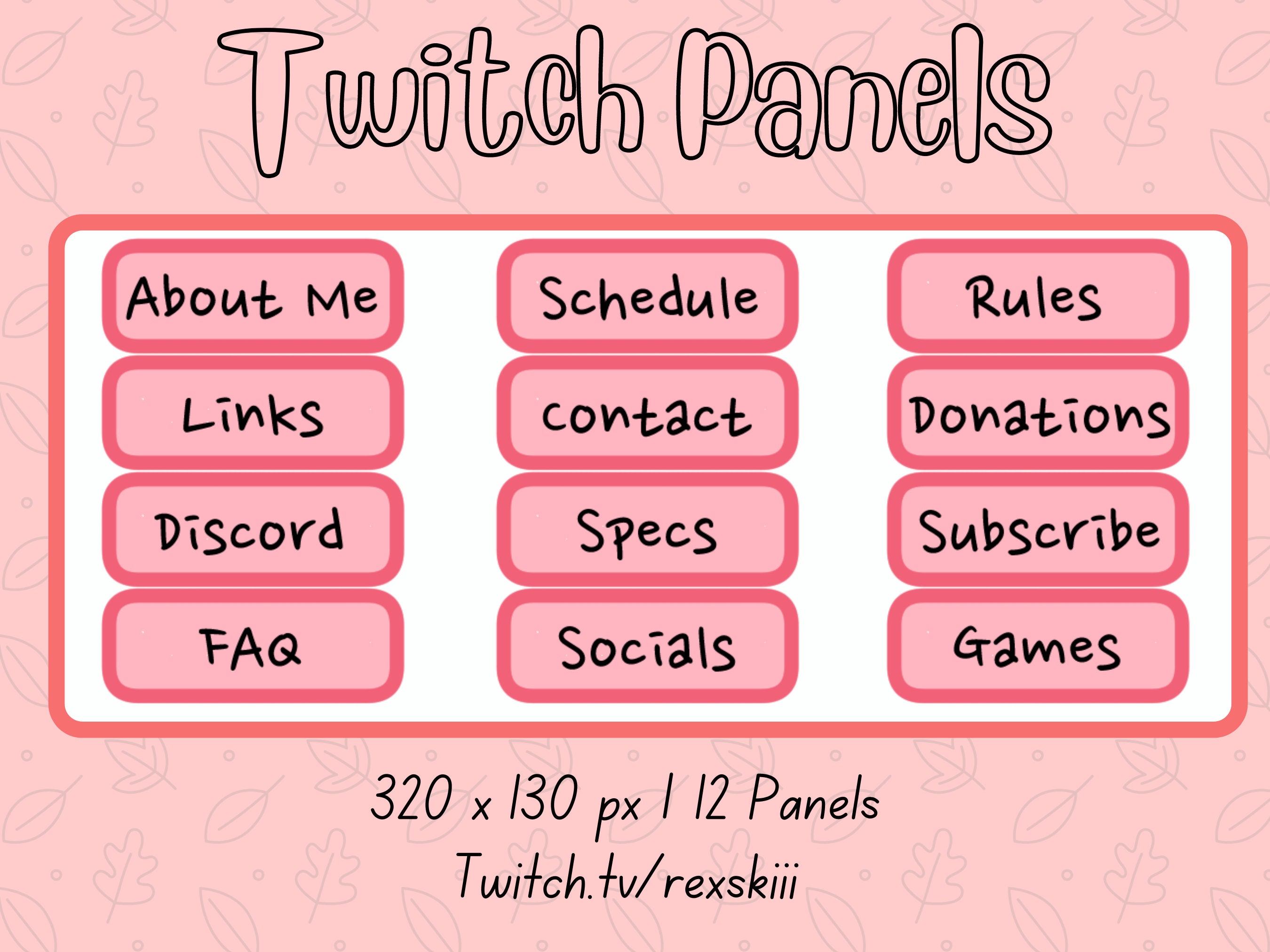 Twitch Panels, About Me Panels, Pink Twitch Panels, Twitch Starter Pack ...