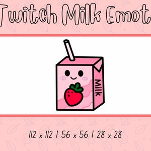 Twitch Emote de Leite de Morango, Emote de Morango, Emote de Leite, Emote Kawaii, Emote de Leite Kawaii, Emote Fofo, Emote Twitch, Download Instantâneo