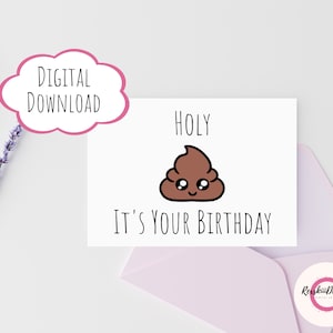 Afdrukbare verjaardagskaart, Holy S**t It's Your Birthday-kaart, verjaardagskaart, grappige verjaardagskaart