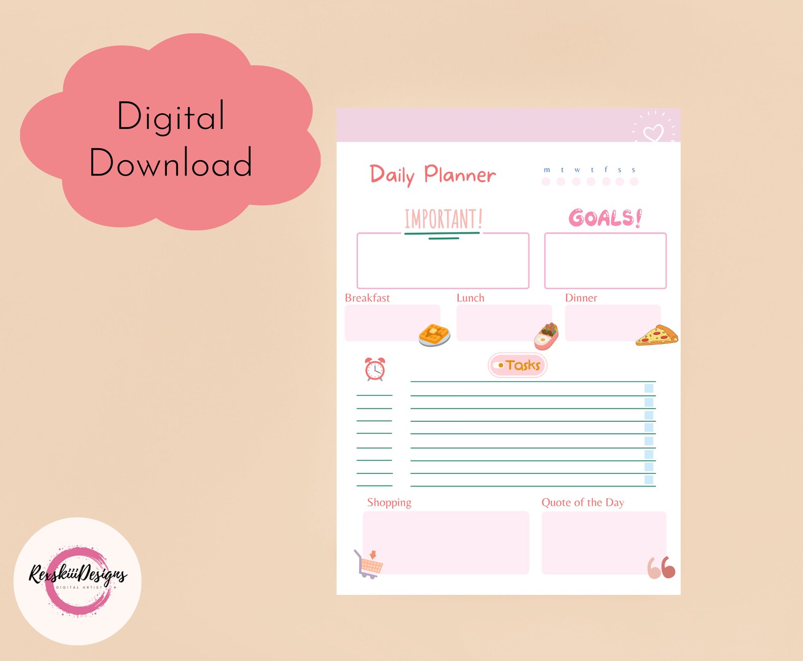 Printable Daily Planner Page Printable Planner A4 Planner - Etsy