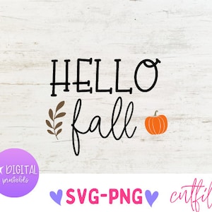 Hello Fall SVG, Fall Door Sign SVG, Hello Fall Script SVG, download digital, Cricut, Silhouette, Glowforge (arquivos svg/dxf/png individuais)