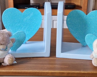 BABY BLUE Scegli il tuo colore glitterato Fermalibri Love Heart per tutti gli scopi