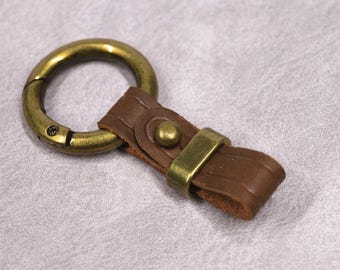 Full Grain Leather Car Keychain Keyfob Key Chain Holder Men with Hook Clip