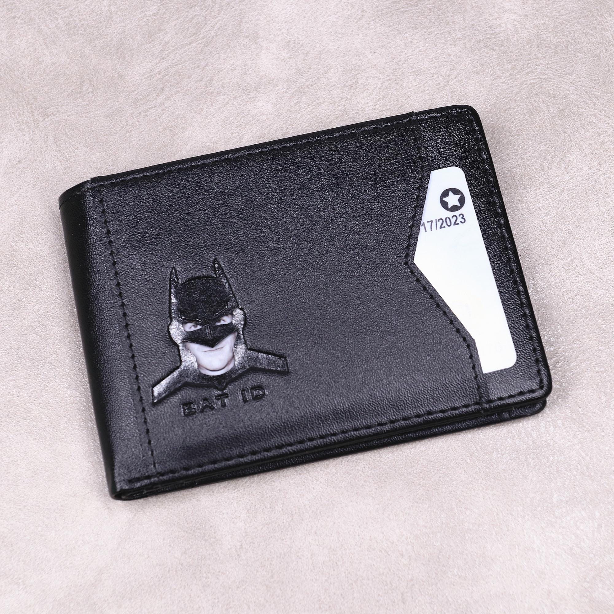 Slim Bifold Bat ID Wallet for Men With Cutout Superhero Face - Rfid ...