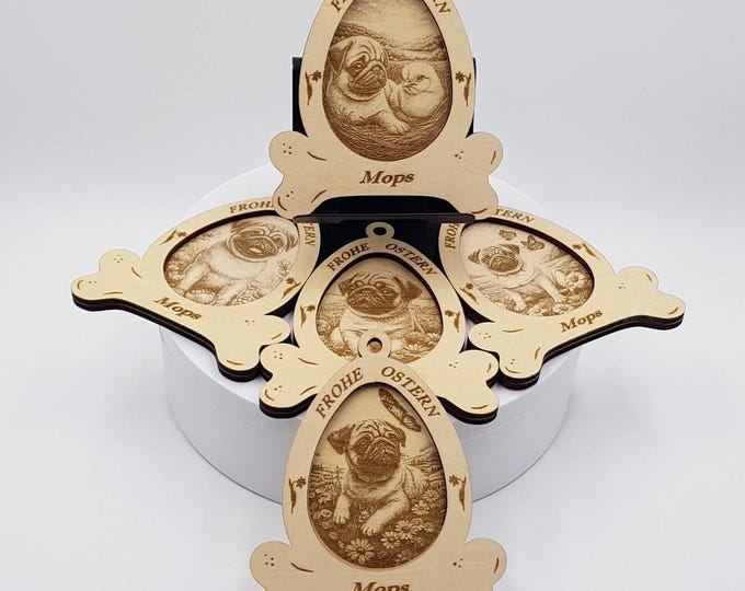 Set of 5 hanging eggs pug
