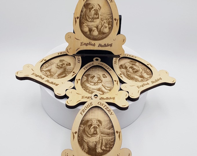 Set of 5 hanging eggs English Bulldog