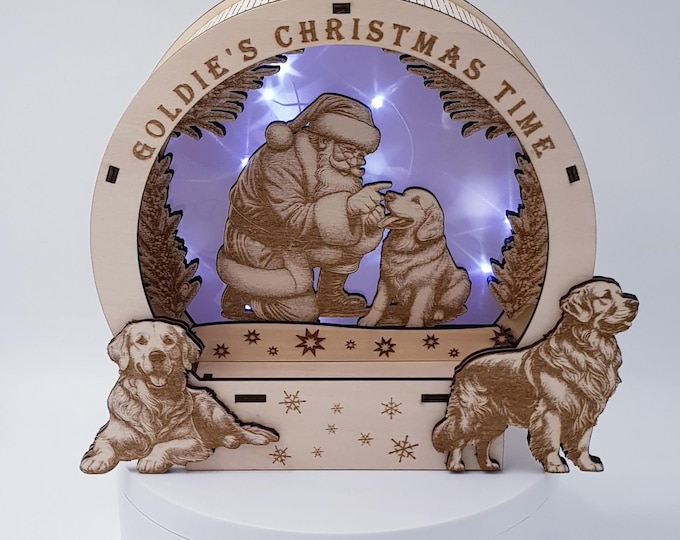 Golden Retriever Christmas Time 2024 Star Time Table Lamp
