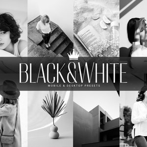 5 BLACK & WHITE Mobile and Desktop Lightroom Presets, Bloggers and Influencers