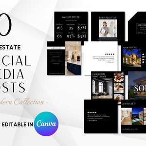 Modern collection, real estate canva template, social media realtor branding, luxury instagram