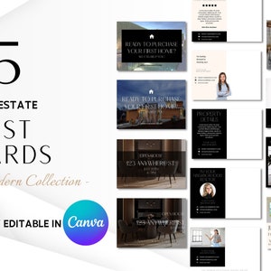 15 moderne Postkartenkollektion, Immobilien-Canva-Vorlage, Makler-Branding, Luxus-Direktmailing