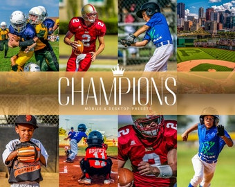 15 CHAMPIONS Mobile & Desktop Lightroom HDR Sports Presets Football Baseball Soccer Athletes