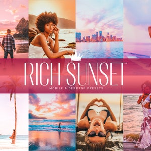 5 RICH SUNSET Mobile & Desktop Lightroom Presets, Sunset and Sunrise Photography, Bloggers Influencers
