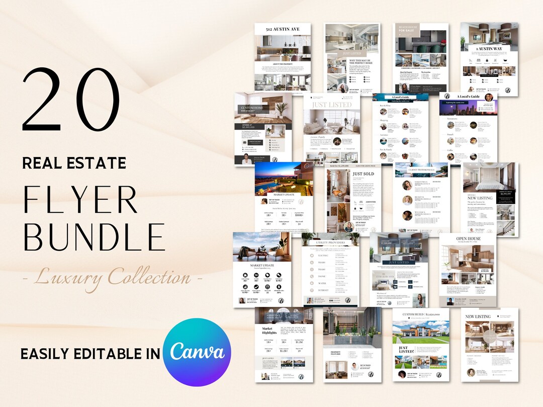 Real Estate Flyer Bundle: 20 Modern Canva Templates - Etsy