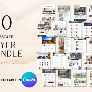 20 moderne Flyer-Bundle,Immobilien-Canva-Vorlage, bearbeitbares Haus der offenen Tür, gerade gelistet, verkauft, Marktaktualisierung, Testimonials und mehr!