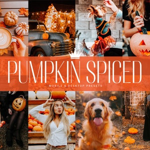 10 PUMPKIN SPICED mobiele en desktop Lightroom-voorinstellingen voor herfst herfst Halloween warme vakantie filter bloggers beïnvloeders