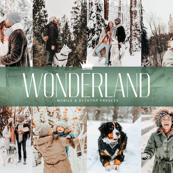 10 WONDERLAND Mobile & Desktop Lightroom Winter Presets Bright Snow Holiday Family Fun Bloggers Influencers