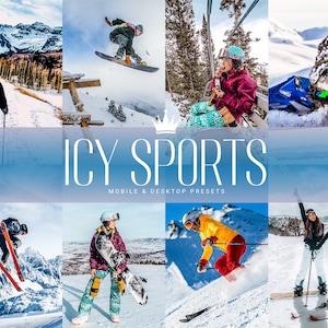5 ICY SPORTS Mobile & Desktop Lightroom Presets, Winter Sports Presets, Filtry do snowboardu i narciarstwa, Sporty zimowe, Blogerzy Influencerzy