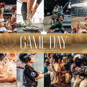 10 GAME DAY Mobile & Desktop Lightroom Sports Presets for Athletes, Sports Fans, Football, Hockey, Baseball, Soccers Presets