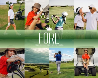 5 VOOR! Lightroom-presets voor mobiel en desktop, golfliefhebbers, golffotografie, bloggers, influencers