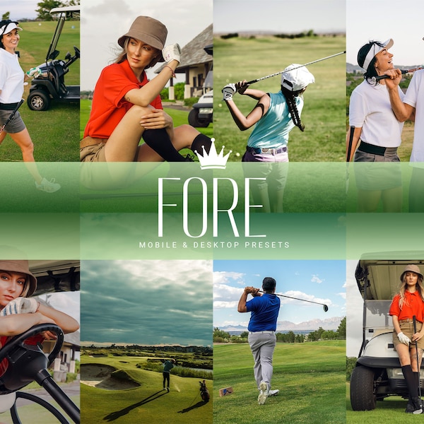 5 FORE! Mobile & Desktop Lightroom Presets, Golf Lovers, Golf Photography, Bloggers Influencers