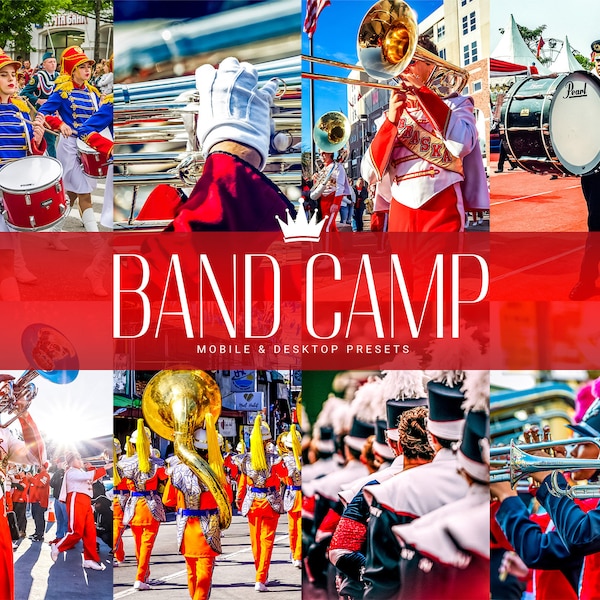 5 BAND CAMP Mobile & Desktop Lightroom Presets, Marching Band Presets, Musician Filters, Musical Photography, Bloggers Influencers