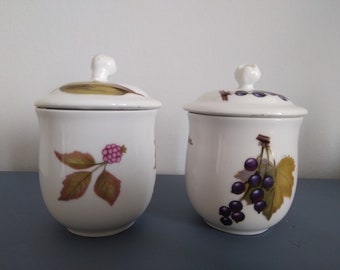 Royal Worcester Jam Pots ' Eversham'