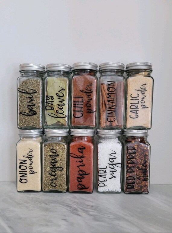 Spice Jar Labels. Vinyl Decals for Spice Jars. Custom Labels for