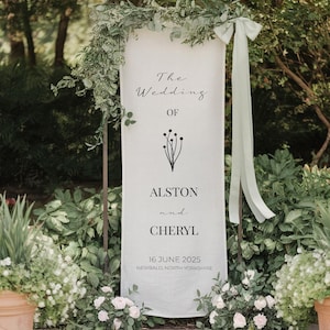 Linen Wedding Welcome Sign | Wedding Fabric Sign | Outdoor Wedding Banner | Custom Fabric Sign | Boho Wedding Decor | Engagement Party Sign