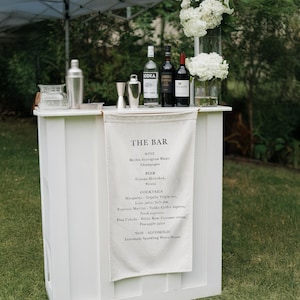 Fabric Bar Sign | Custom Linen Bar Menu Sign | Minimalist Wedding Bar Menu | Personalized Cocktail List | Wedding Table Sign | Party Décor