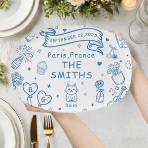 Custom Wedding Platter, Custom Family Name Plate, Personalized Serving Platter. Toile De Jouy Platter, Bridal Shower Engagement Wedding Gift