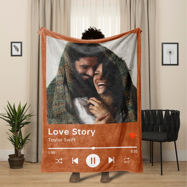 Custom Spotify Blanket, Music Blanket, Spotify Blanket With Your Photo, Song Blanket, Couple Blanket, Best Friend Blanket, Christmas Gifts