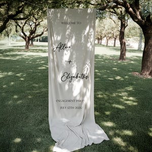Custom Wedding Linen Welcome Sign, Personalized Fabric Sign for Bridal Shower, Engagement Party Sign, Modern Wedding Banner, Ceremony Decor