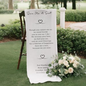 Custom Memorial Chair Sign | Linen Memorial  Sign | Wedding Remembrance Sign | In Loving Memory Reserved Sign | Reserved Wedding Sign