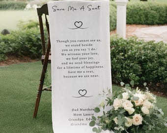 Custom Memorial Chair Sign | Linen Memorial  Sign | Wedding Remembrance Sign | In Loving Memory Reserved Sign | Reserved Wedding Sign