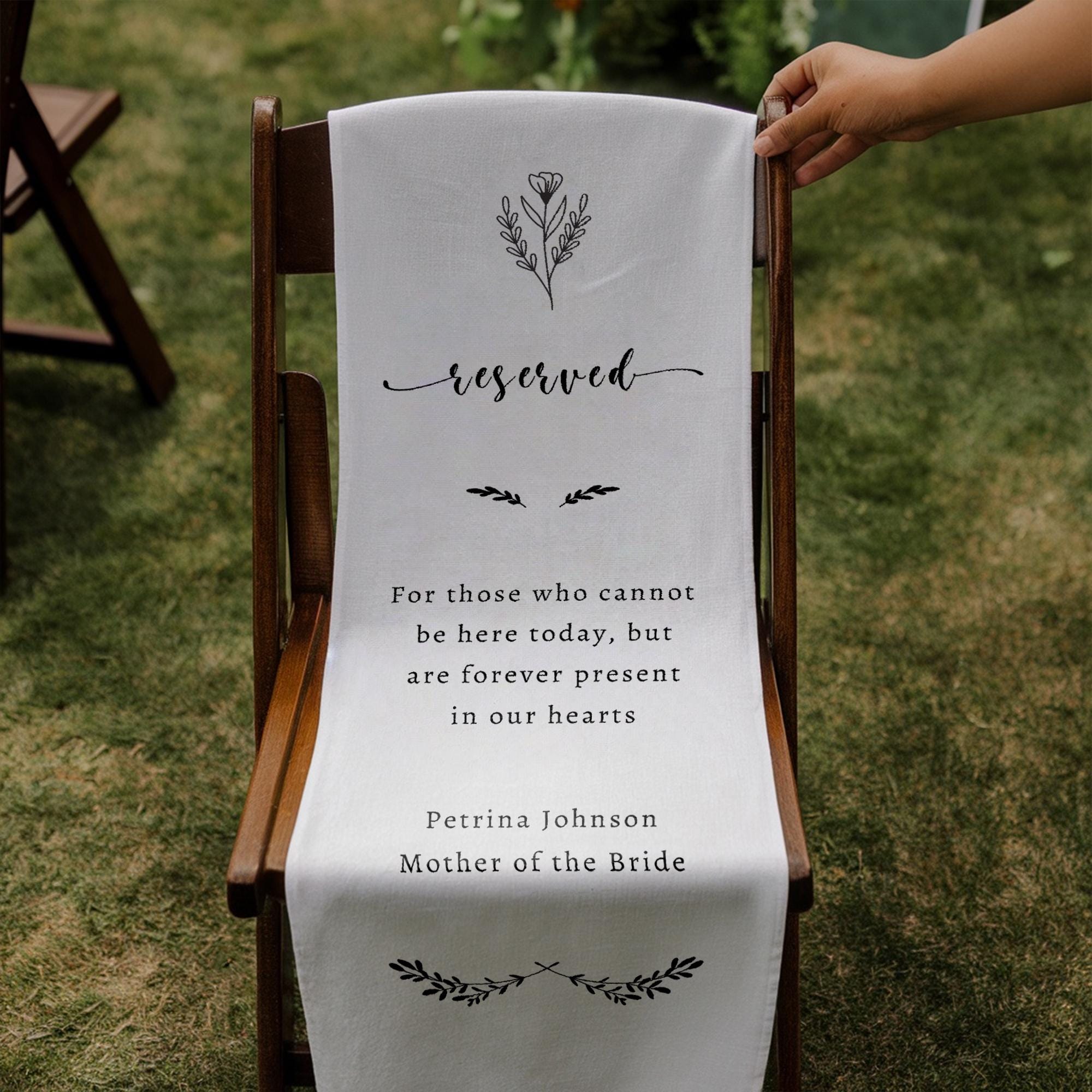 Custom Memorial Chair Sign | Linen Memorial Sign | Wedding Remembrance ...