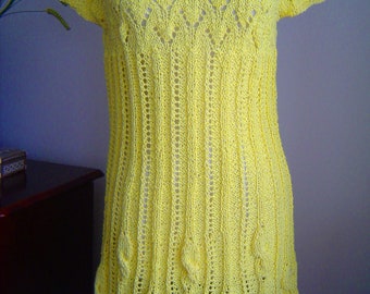 Yellow cotton/viscose mini-dress in Empire style #156