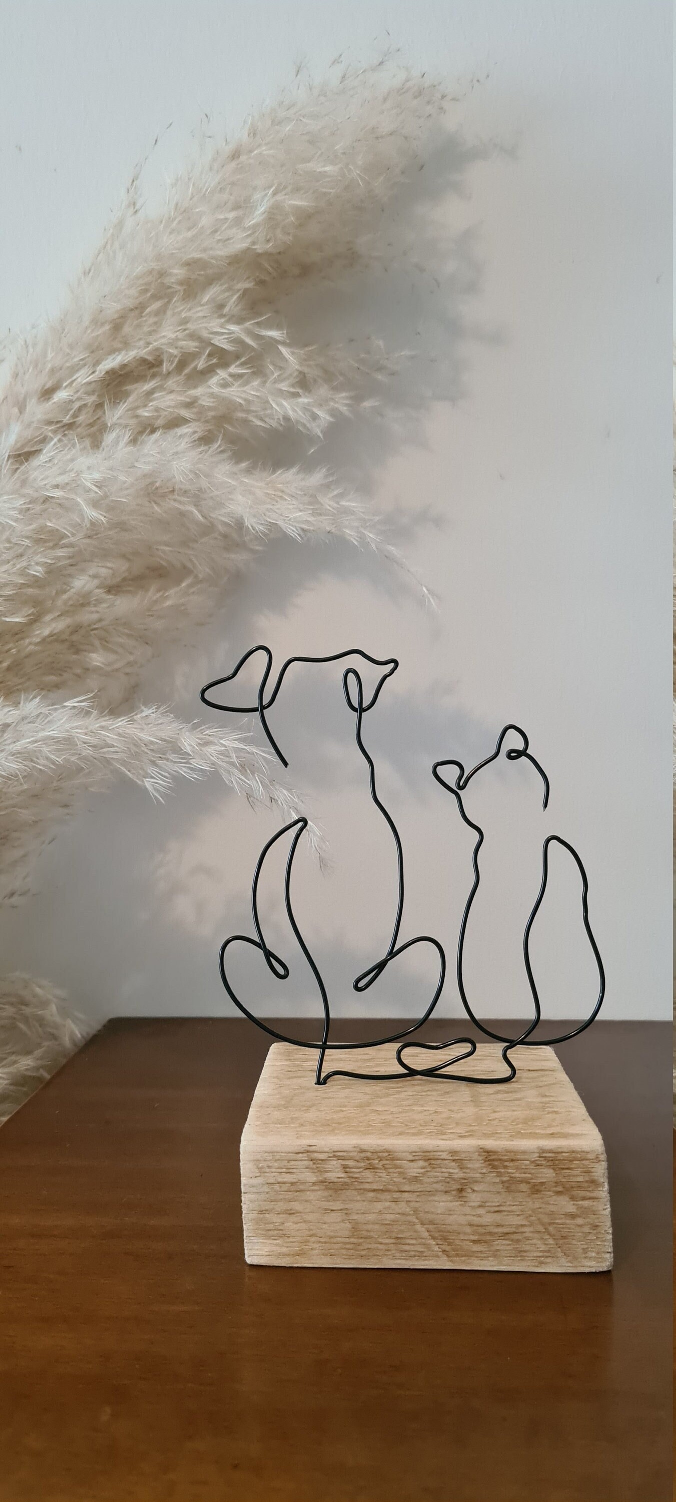 Chien et Chat en Fil d'aluminium Noir