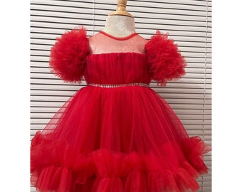 Princess Dress | Fluffy Dress | Summer Dress | Baby Fluffy Mesh Dress | Princess Dress | Tulle Dress | Fashionable Dress | Lace Baby Dress |